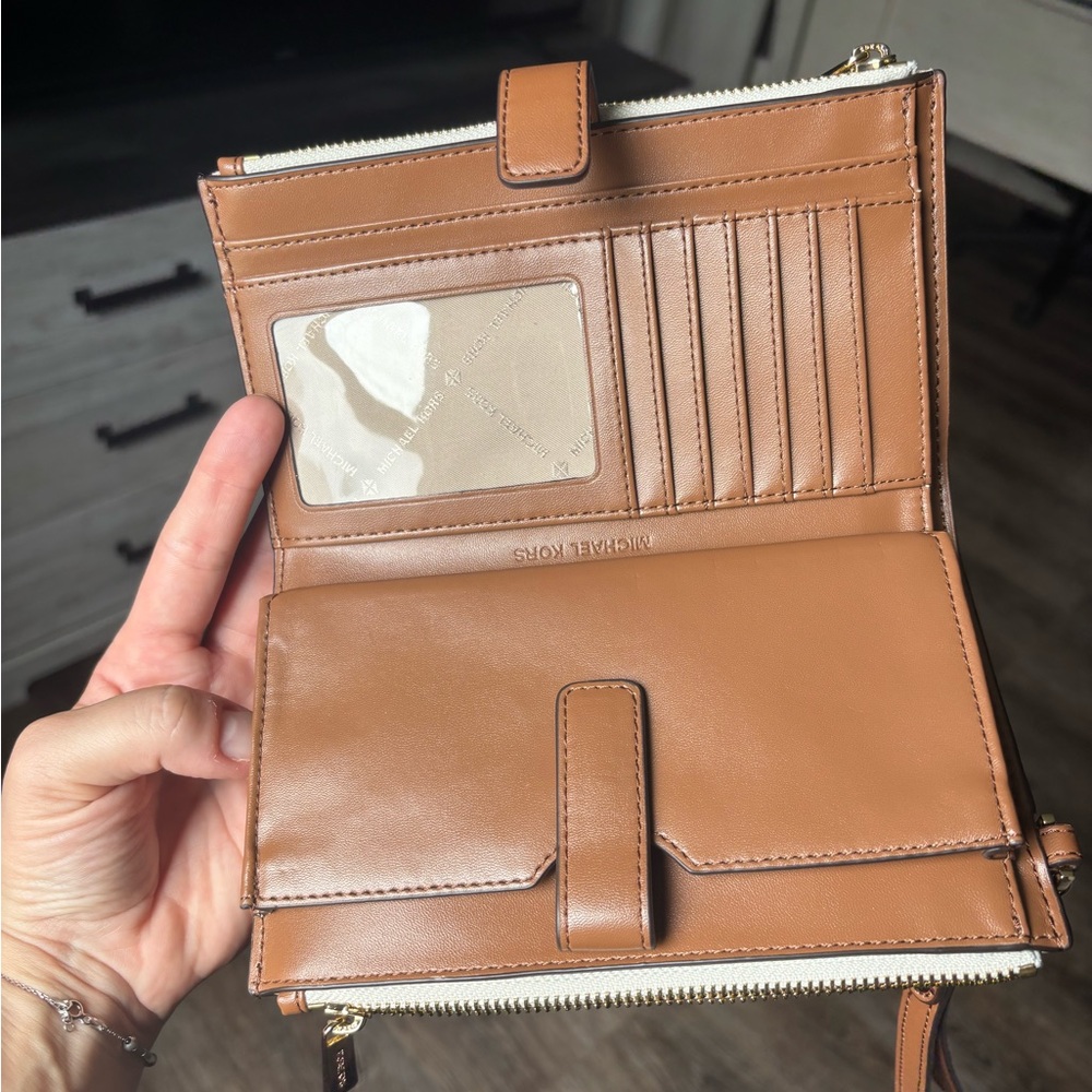 Michael Kors Cream and Brown Wristlet - Picture 3 of 3